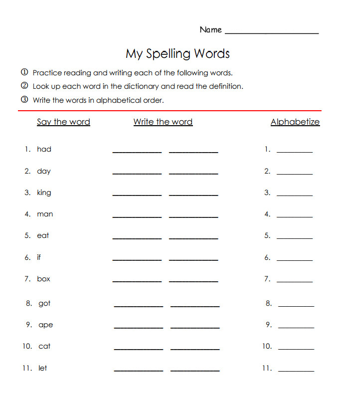 Spelling Practice Worksheets Pdf Free