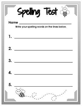 Spelling Test Template 5 10 15 Or 20 Words By Wifemamateacher