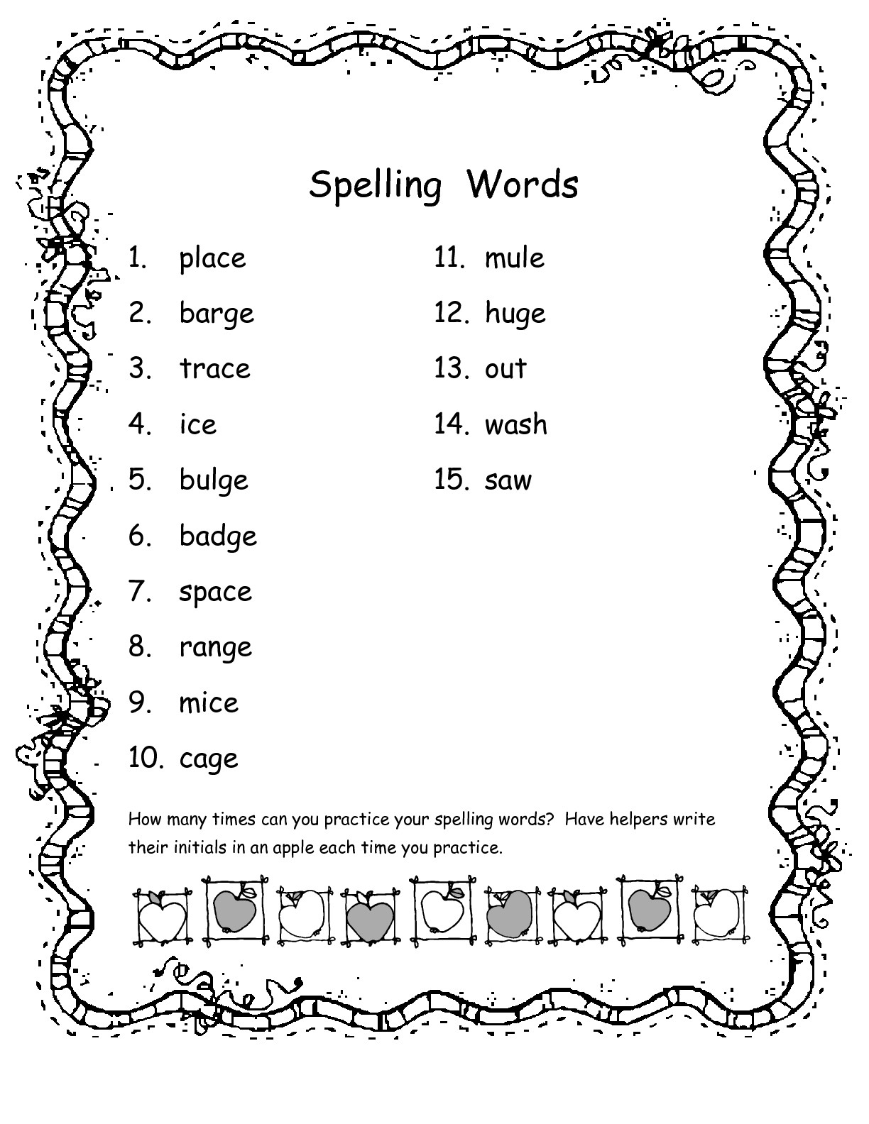 Spelling Words For Second Graders