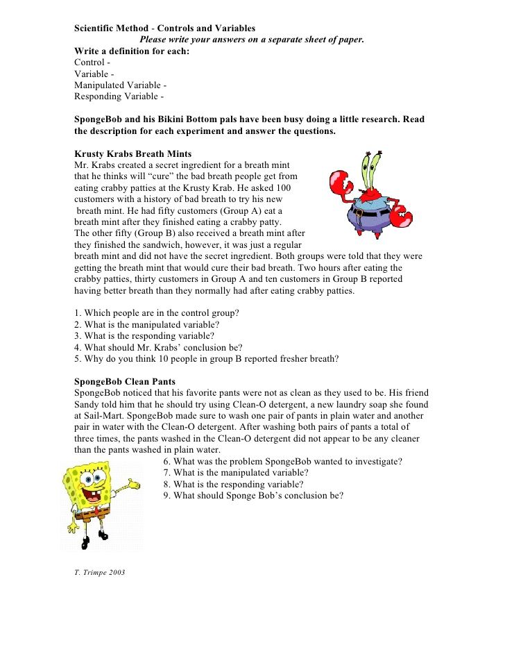 Spongebob Controls Variables By Lisa Belton Issuu Worksheets Library