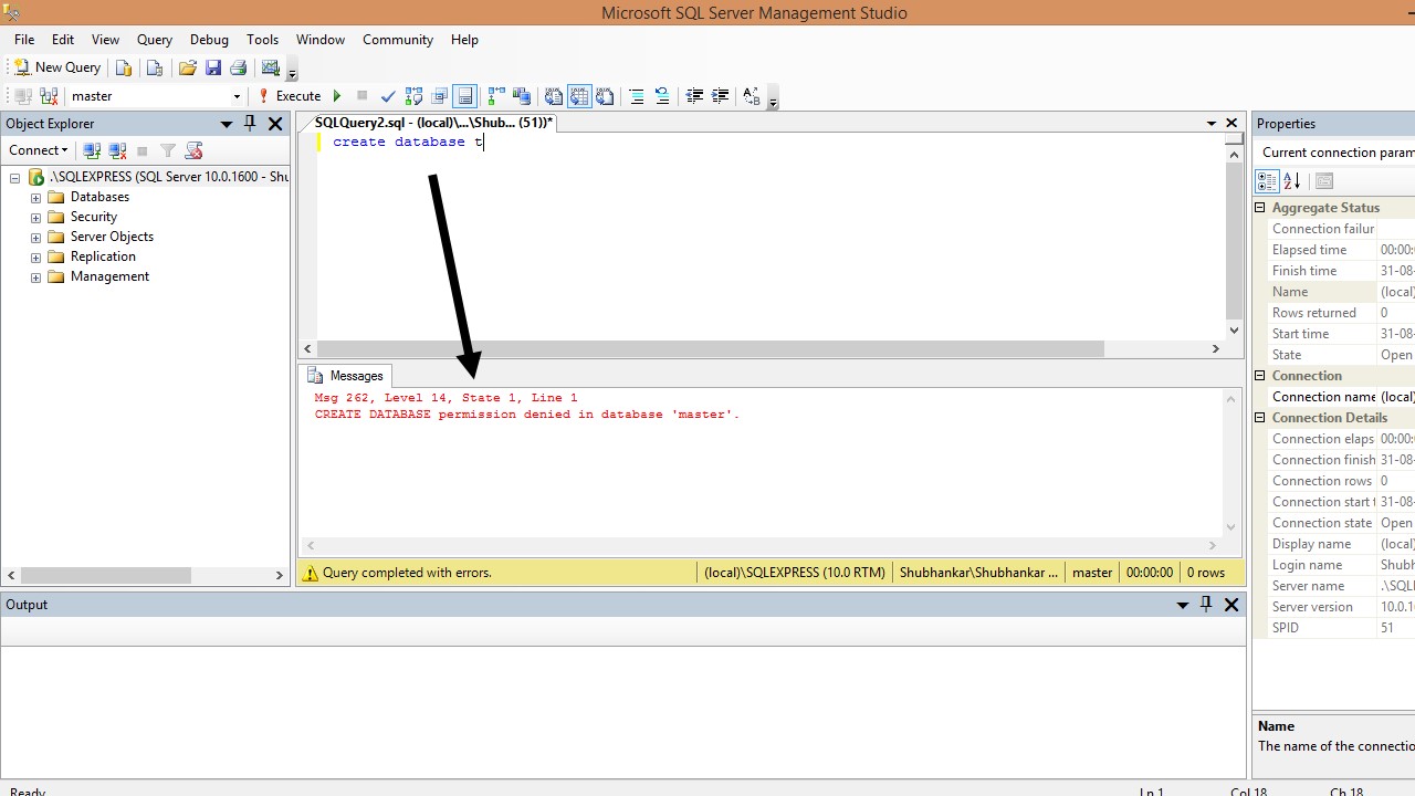 Sql Create Database Permission Denied In Database Amp 39 Master Amp 39 Unable To Get The Permission