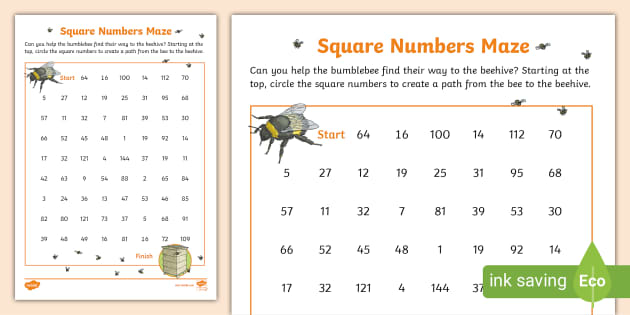 Square Numbers Maze Teacher Made Twinkl