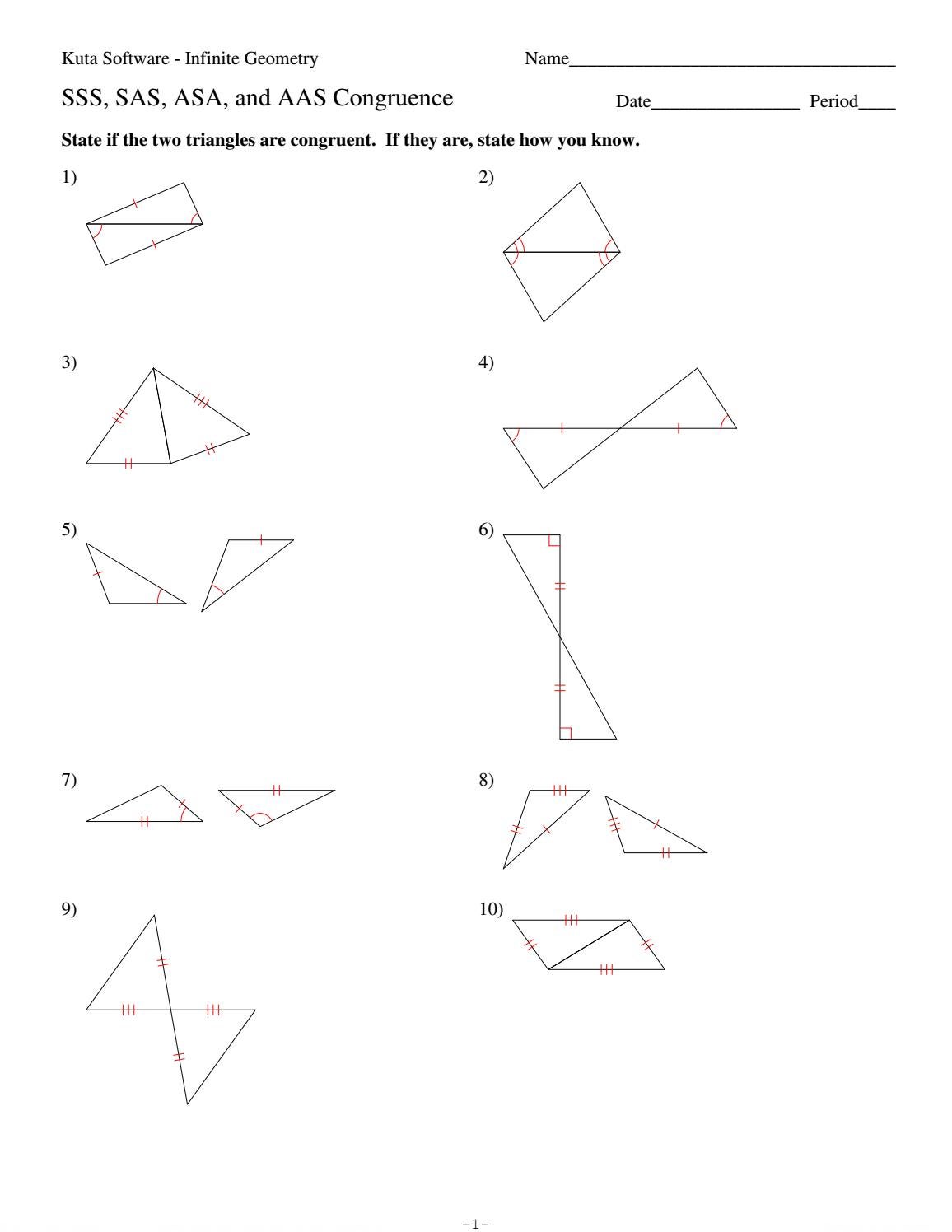 5 Geometry Proofs: SSS, SAS, ASA, AAS Worksheet