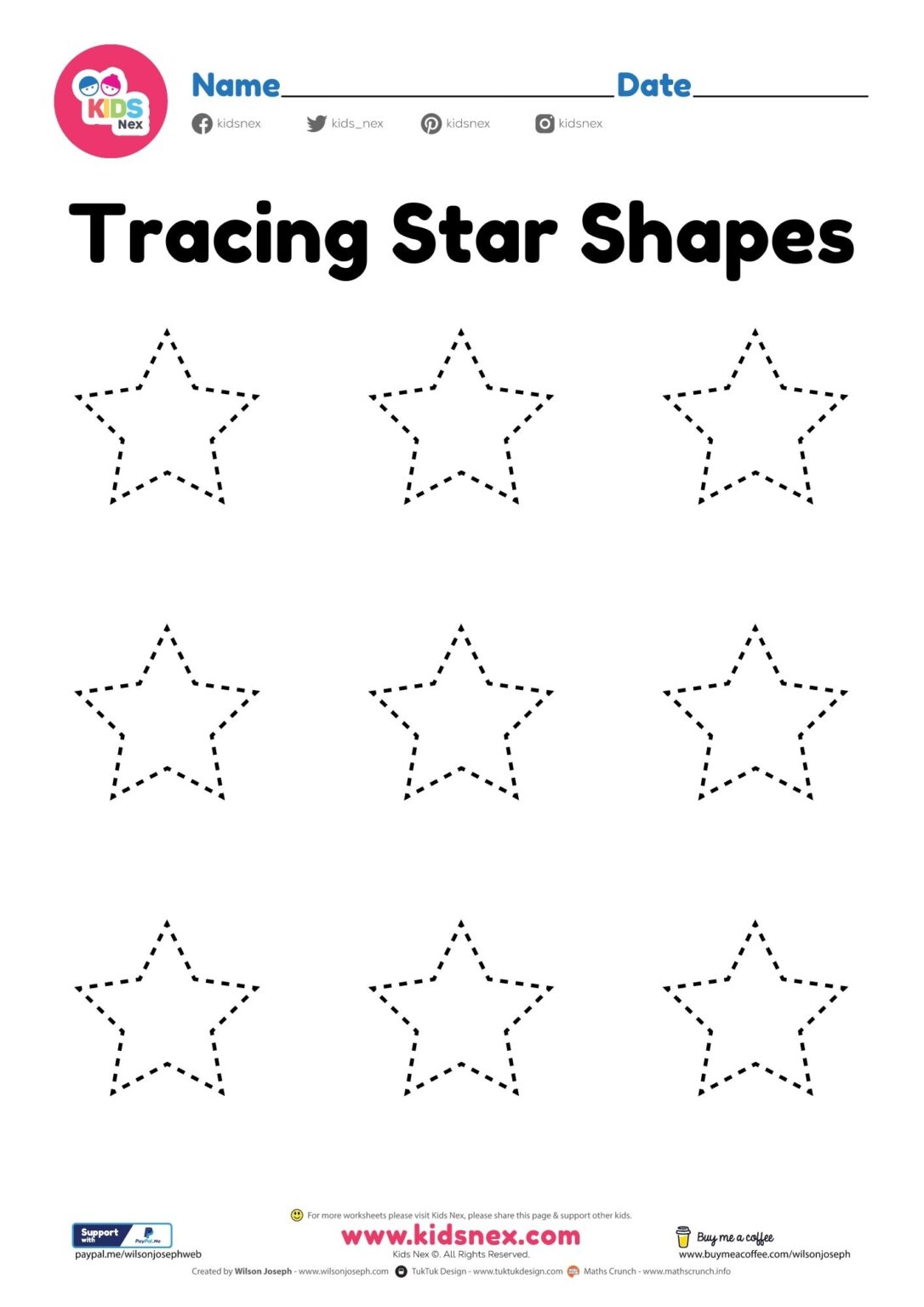 Star Tracing Worksheet Free Printable