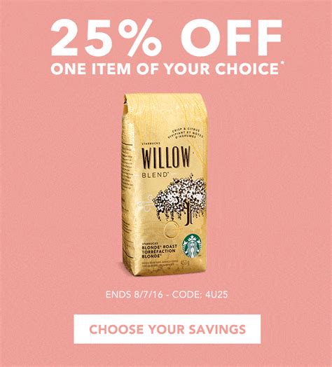 Starbucks Coupon Code: 25% One Item Of Your Choice