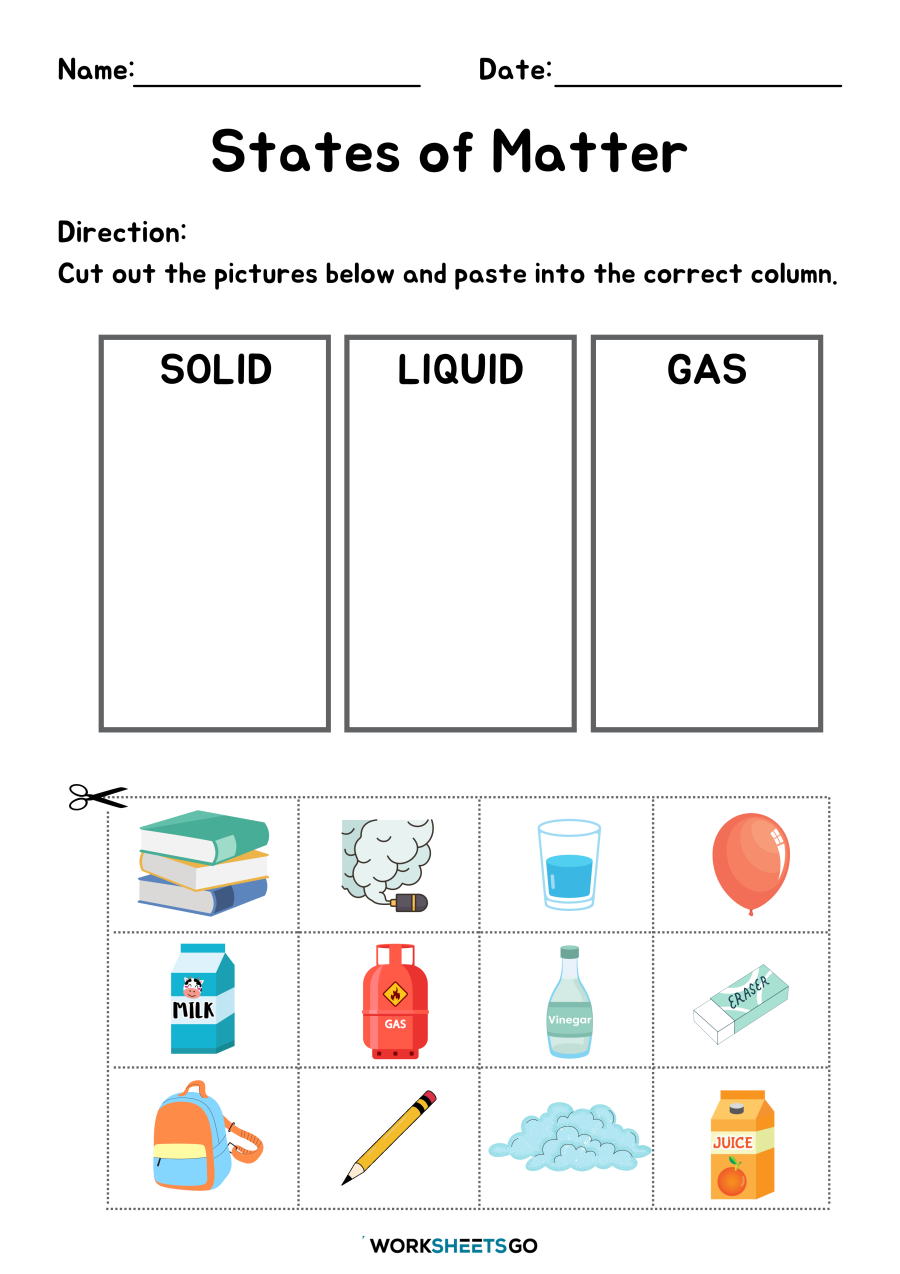 States Of Matter Interactive Worksheet Matter Worksheets States Of