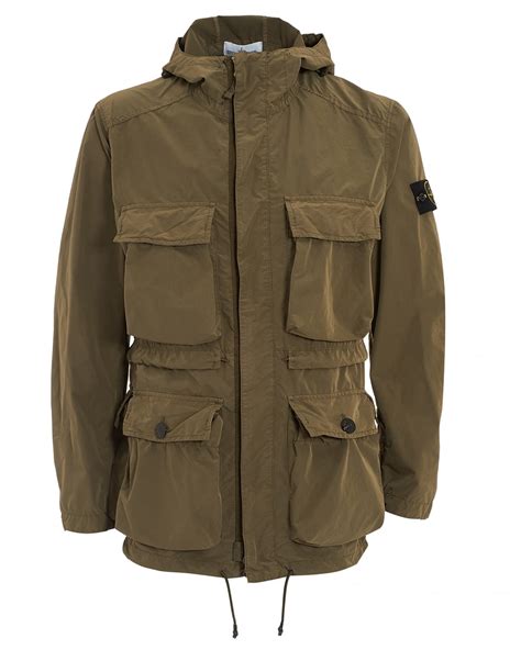 Stone Island Mens David Tela Light Tc Khaki Parka Jacket