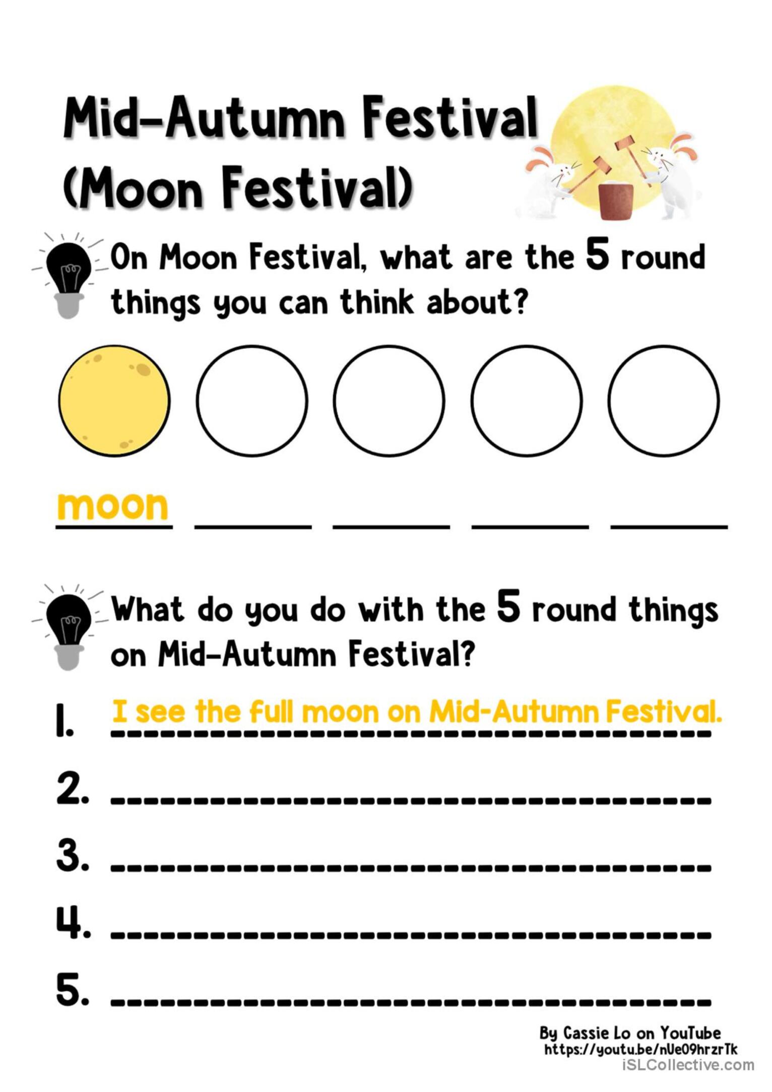 Story Lesson 21 Moon Festival Idea English Esl Worksheets Pdf Doc