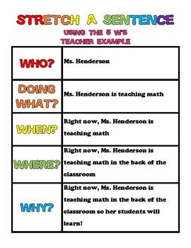 Stretch A Sentence By Cassie Thomas Teachers Pay Teachers