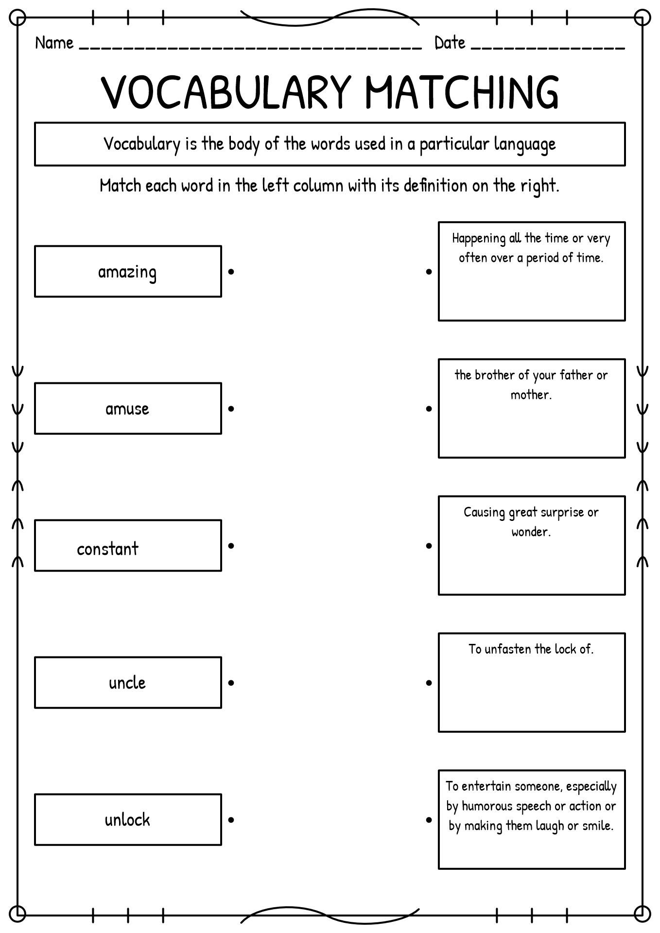 Stunning Preschool Pages Free Vocabulary Worksheet Maker