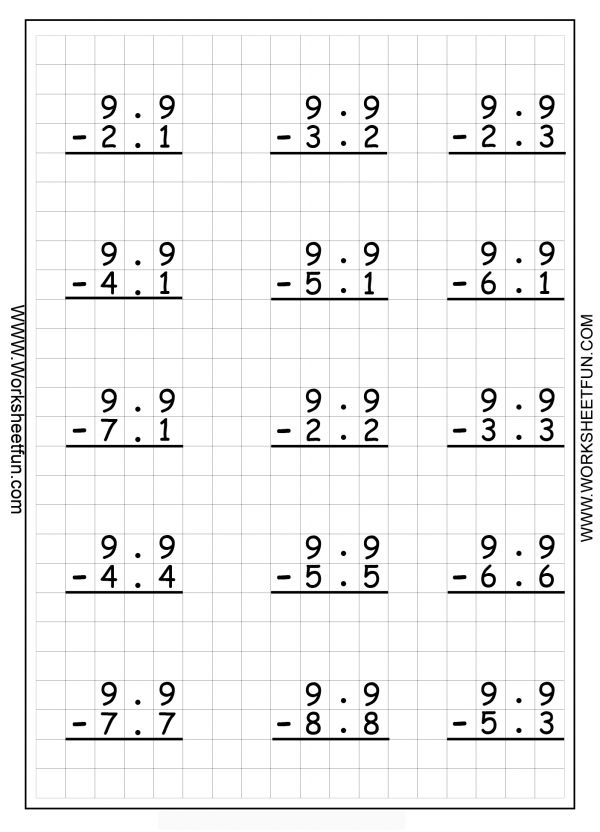 Subtracting Decimals With Regrouping Worksheet Printable Word Searches