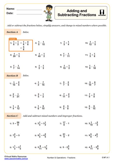 Subtracting Fractions Worksheet Pdf