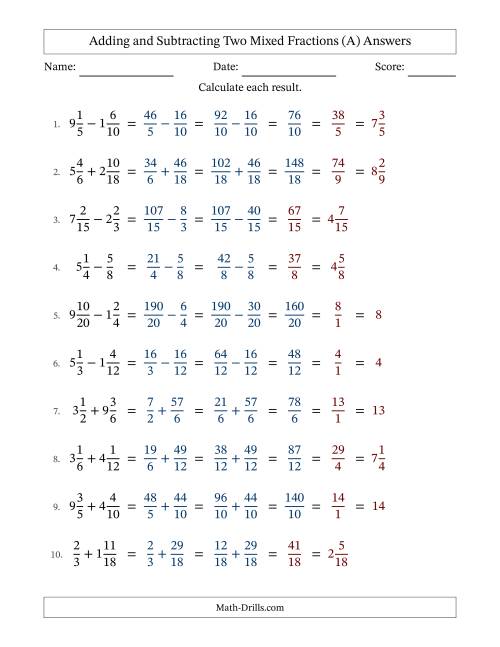 Subtracting Mixed Fractions Worksheet Pdf