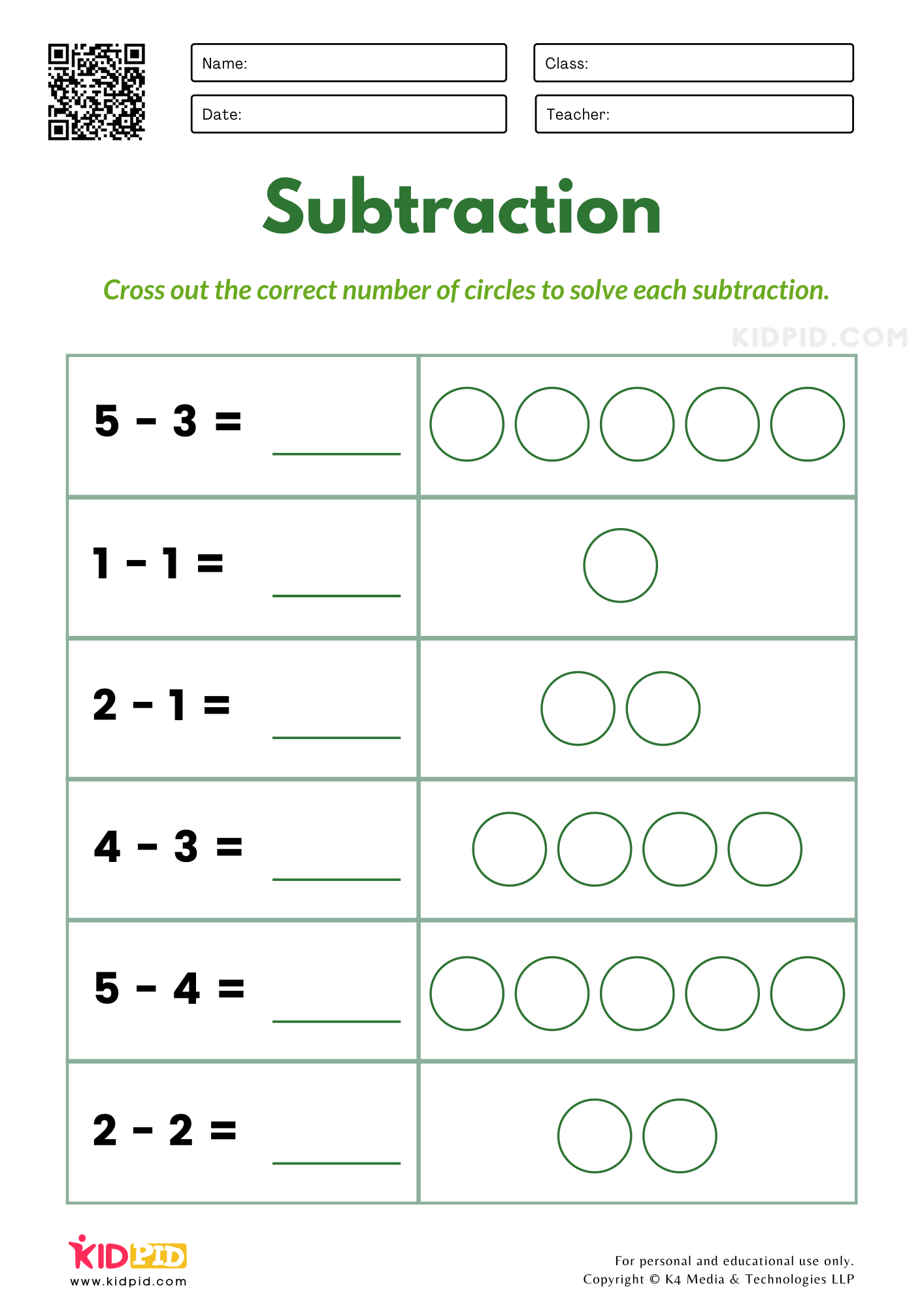 Subtraction Activities For Kindergarten Kindergarten