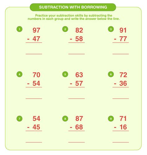 Subtraction Borrowing Worksheet Grade 1