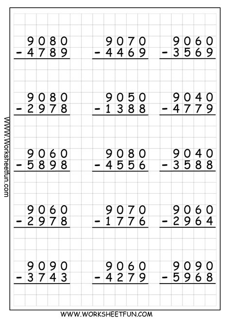 Subtraction Borrowing Worksheet Pdf