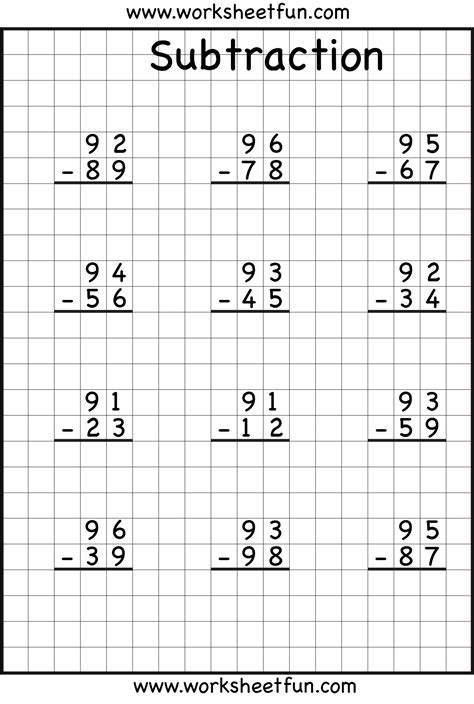 Subtraction Borrowing Worksheets 2Nd Grade