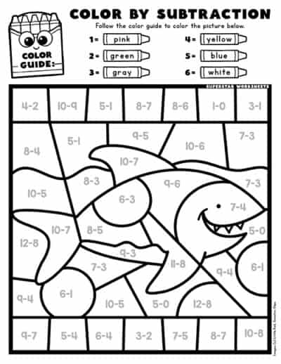 Subtraction Color By Number Superstar Worksheets Worksheets Library