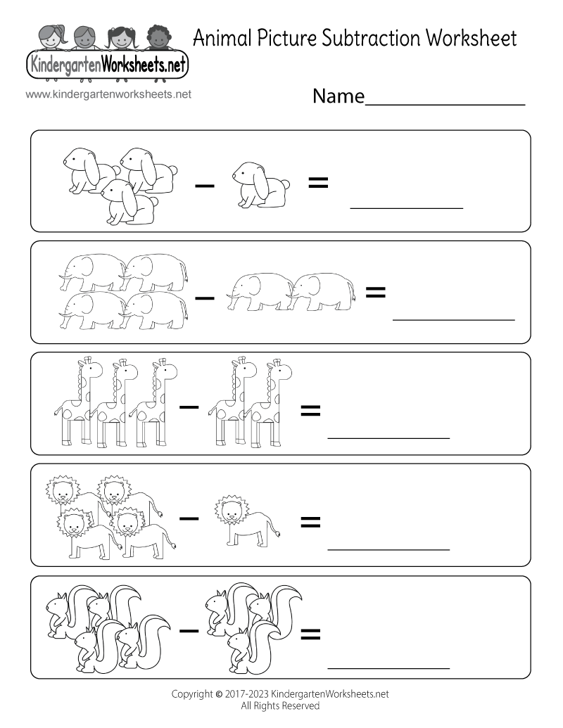 Subtraction Kindergarten Worksheet Free