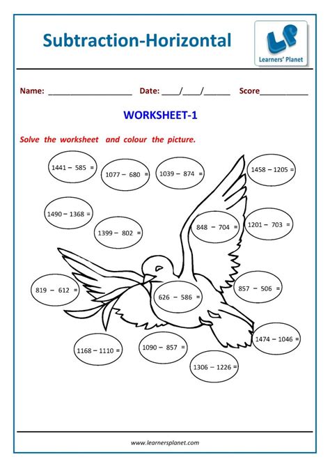 Subtraction Sums For Class 3