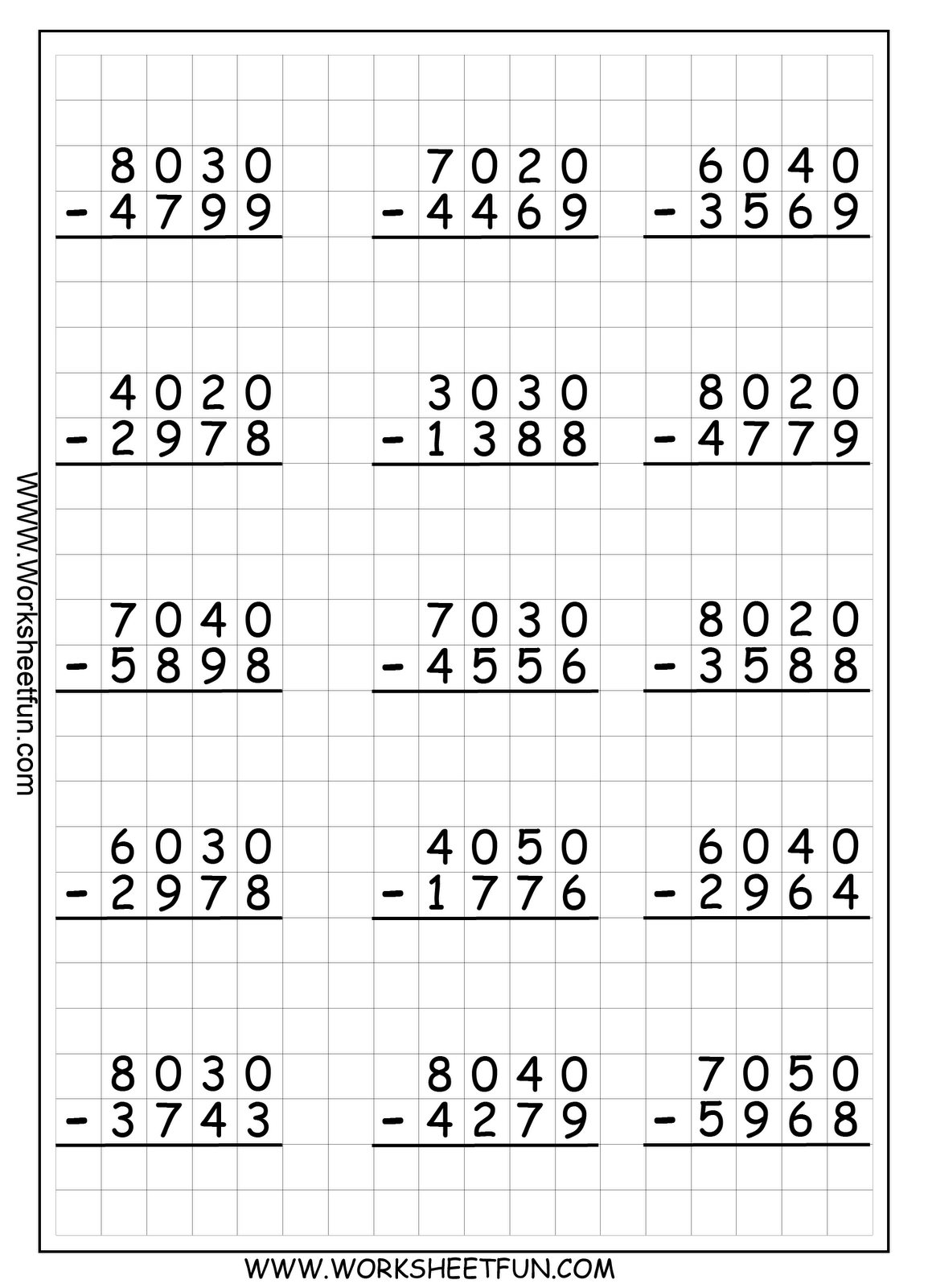 Subtraction With Regrouping Grade 2