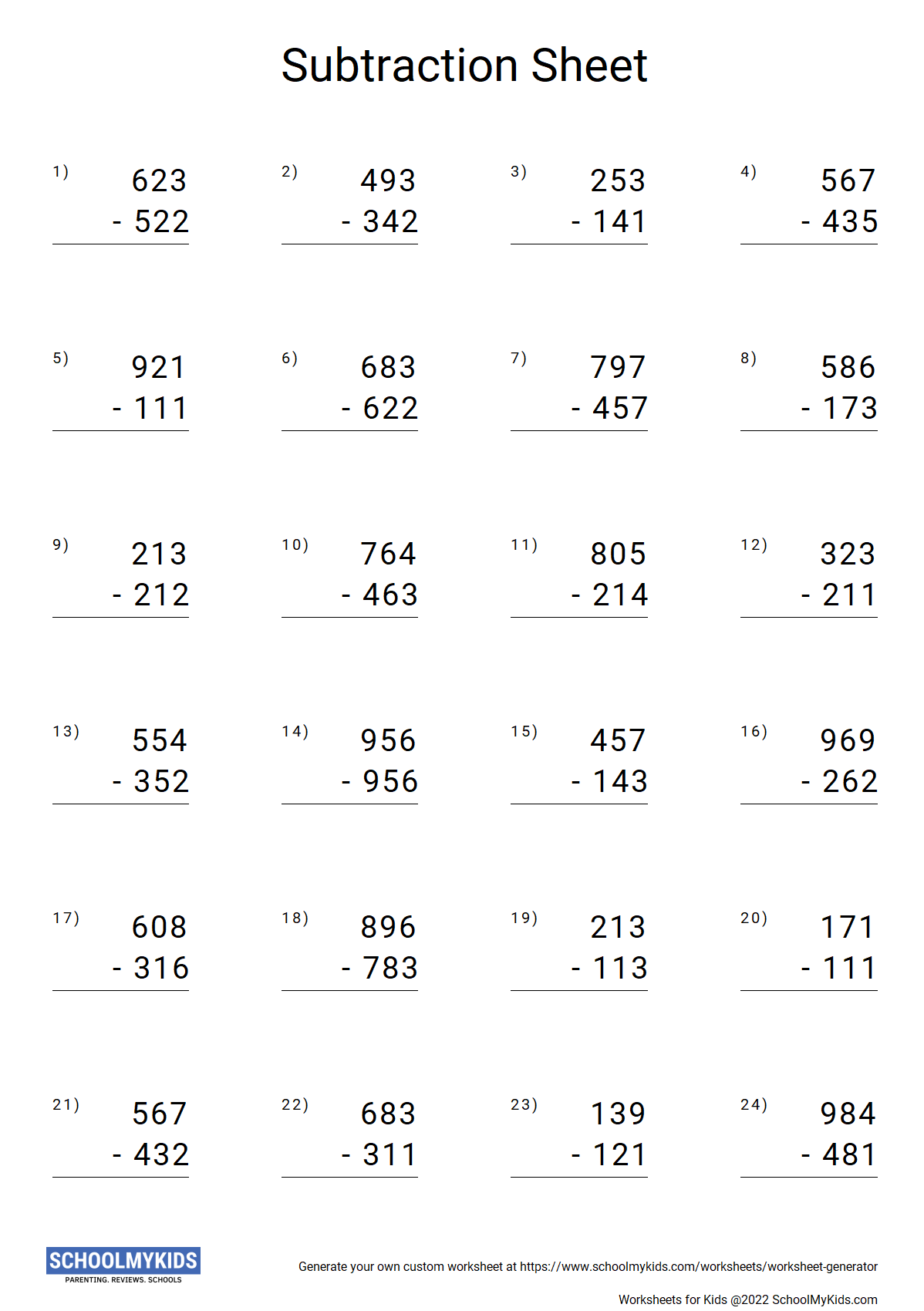 Subtraction With Regrouping Worksheets Thekidsworksheet