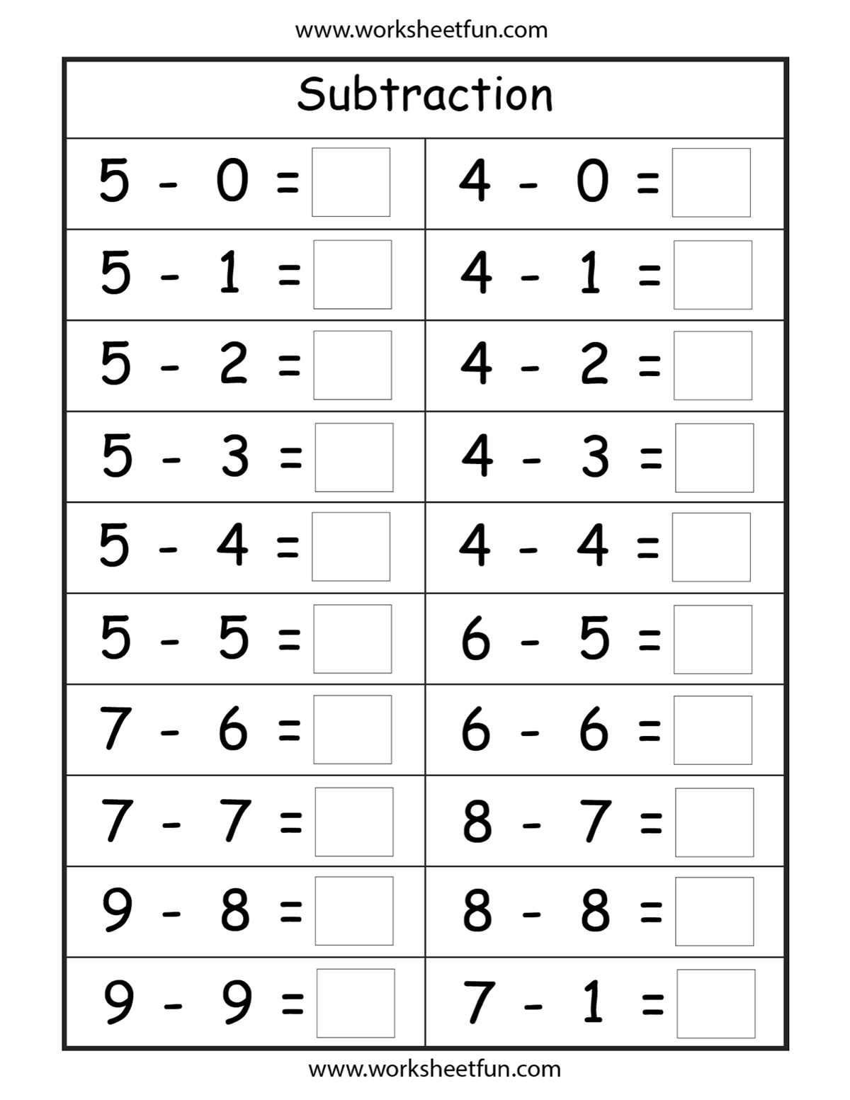 Subtraction Worksheets 1St Grade Free Worksheets Library Download And Print Worksheets Free