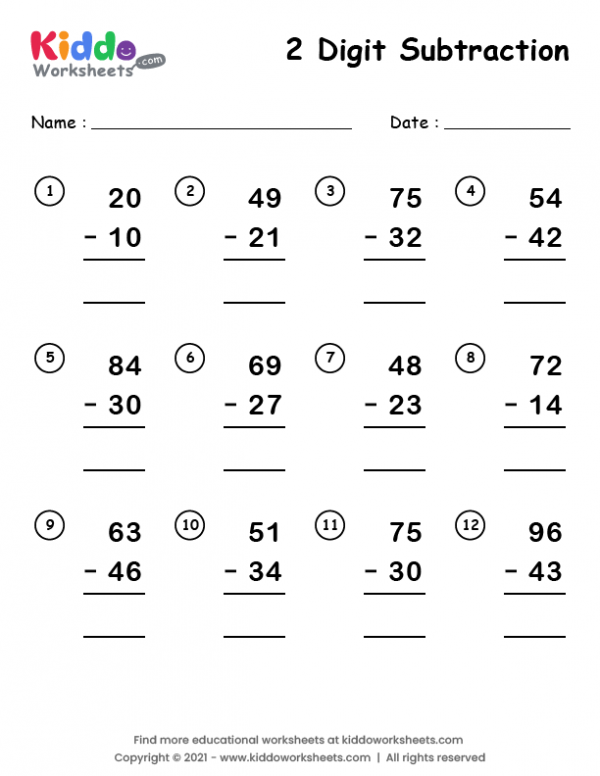 Subtraction Worksheets Dynamically Created Subtraction Worksheets