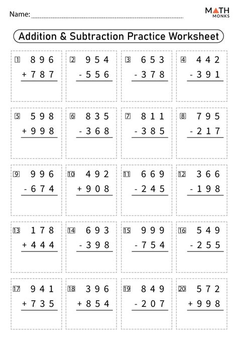 Subtraction Worksheets For Grade 3