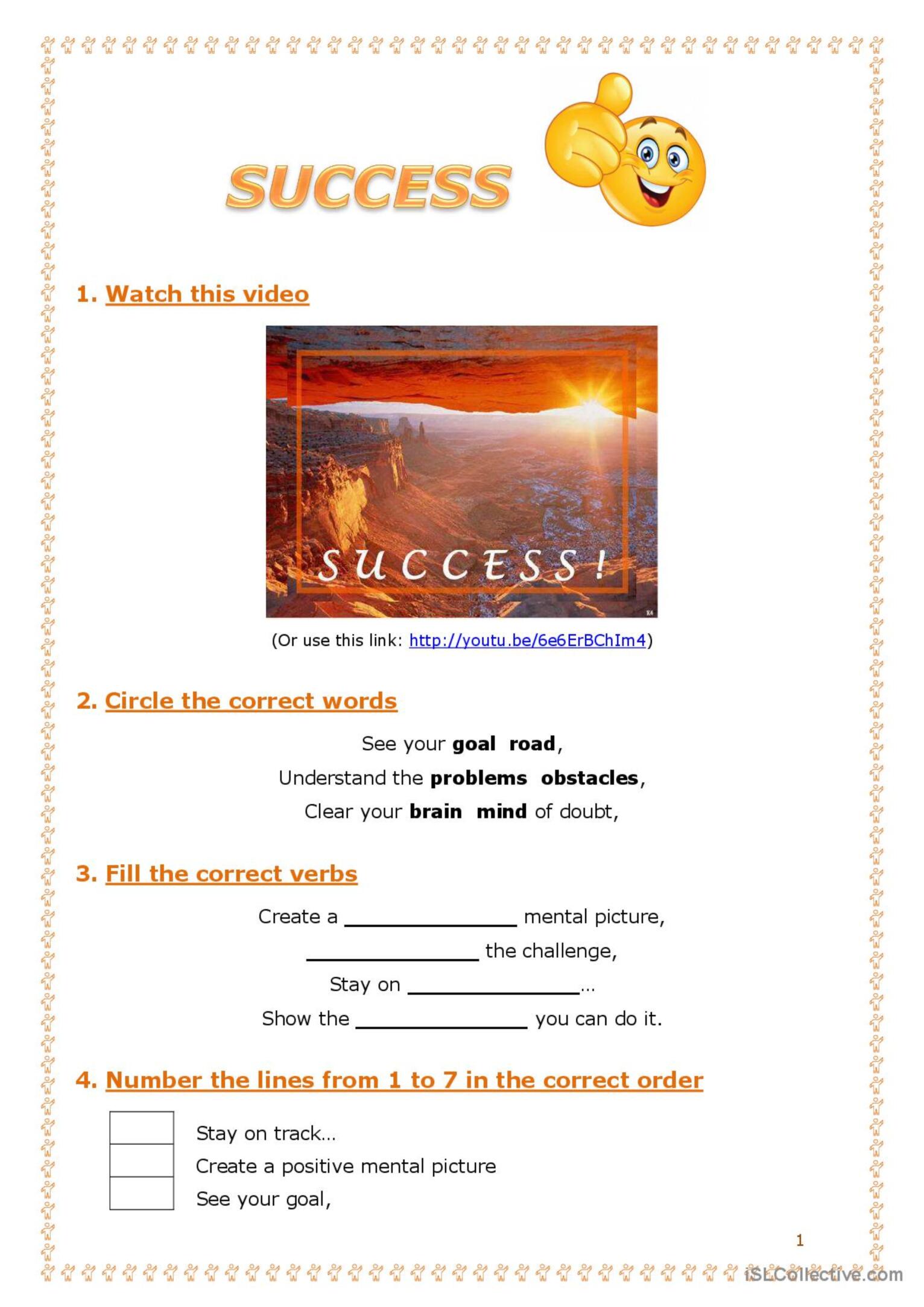 Success Video Or Movie Activity English Esl Worksheets Pdf Doc