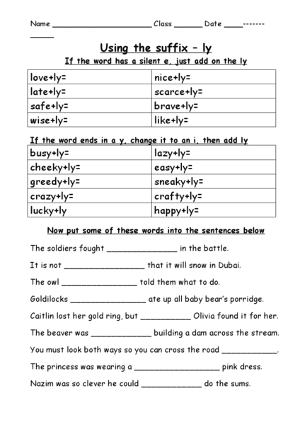 Mastering Suffix -ly Worksheet for Vocabulary Boost