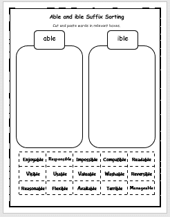 Suffixes Able And Ible Worksheets Worksheets Master