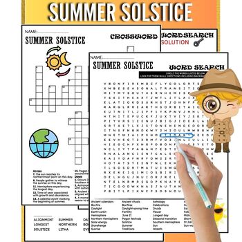 Summer Solstice Fun Worksheets Word Search Crosswords Earth Amp 39 S Seasons Activity