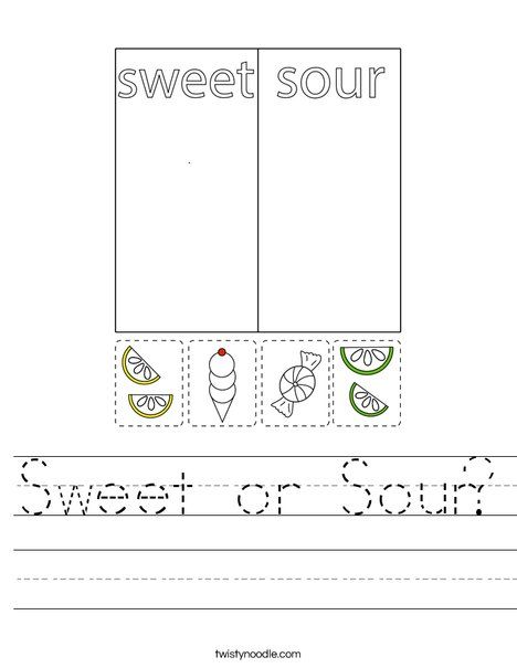 Sweet Or Sour Worksheet Twisty Noodle