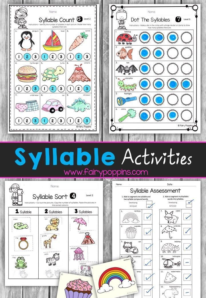 Syllable Worksheets Phonological Awareness Kindergarten Activities