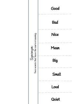 Synonym Cut Apart By Ellementary Tpt