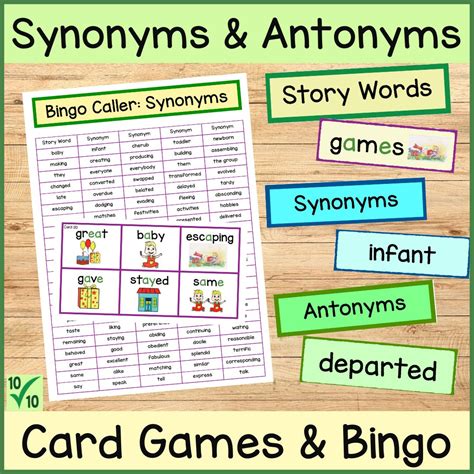 Synonyms And Antonyms Bingo Games Flashcard Activities Plus Bonus Long A Phonics Made By