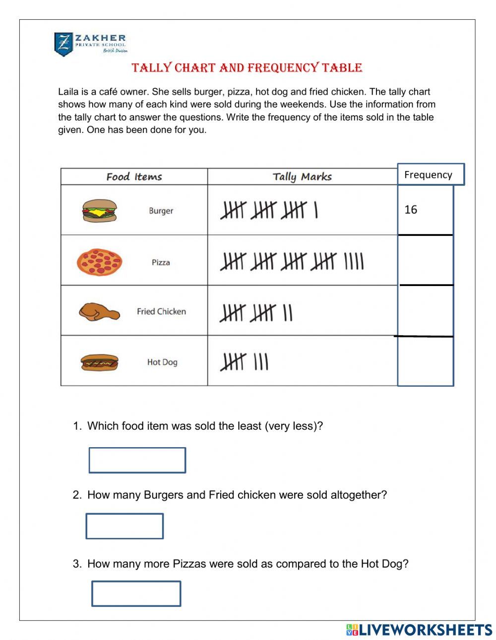 Tally Marks Worksheet Live Worksheets