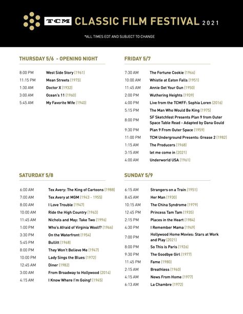 TCM Tonight Schedule