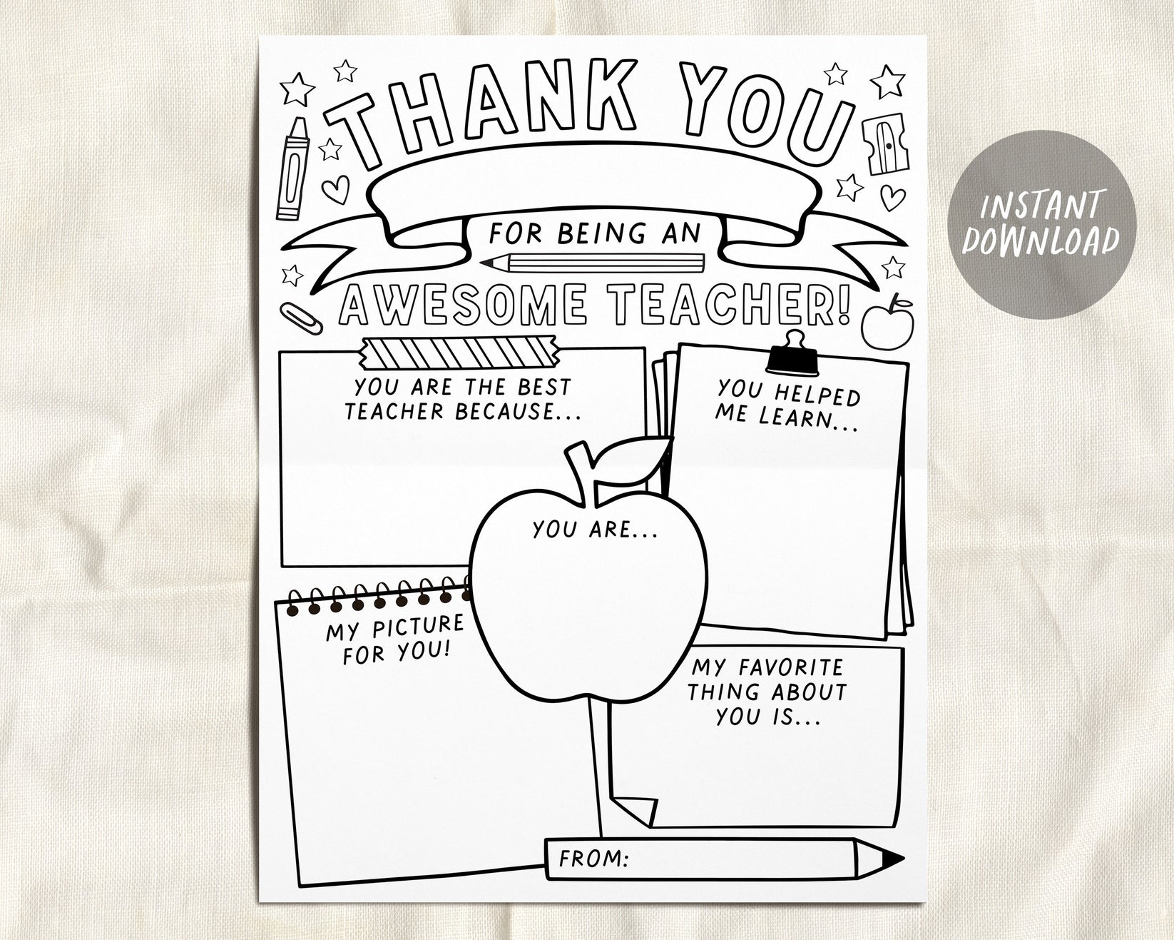 Teacher Appreciation Printable Fun Facts About My Teacher The Girl