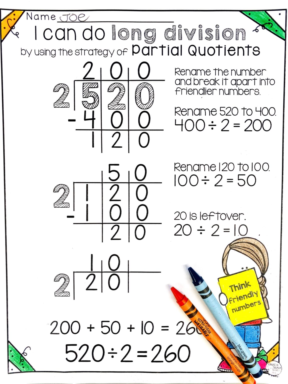 Teaching Long Division For Beginners Count On Tricia