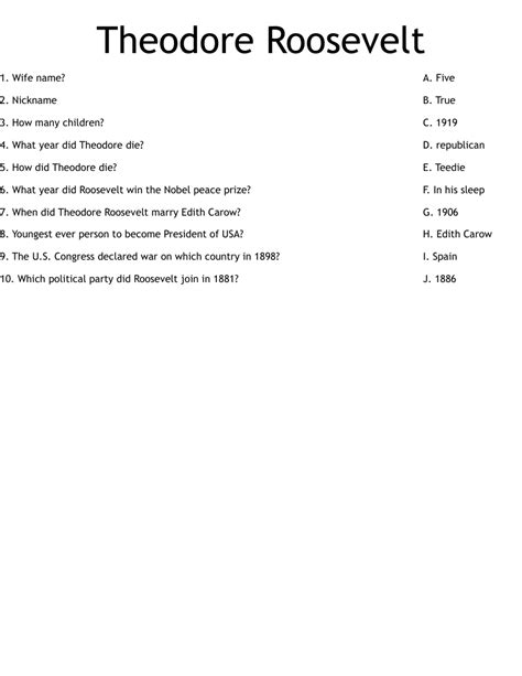 Teddy And Theodore Roosevelt Online Exercise For Live Worksheets Worksheets Library