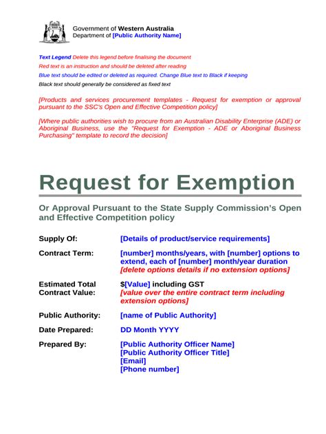 Template Request For Exemption Template Doc Template Pdffiller