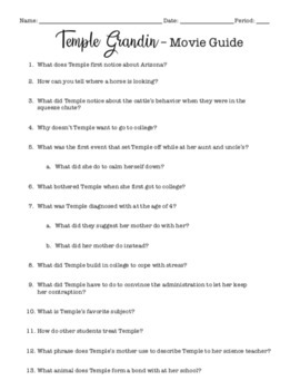 Temple Grandin Movie Guide With Answer Key By Kg Teaches Ag Tpt