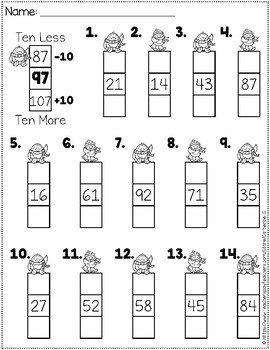 Ten More Ten Less Worksheet By Teach Simple