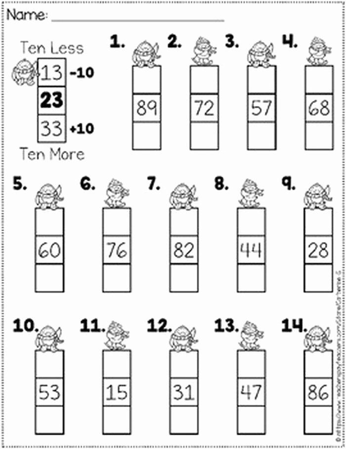 Ten More Ten Less Worksheet Teach Starter