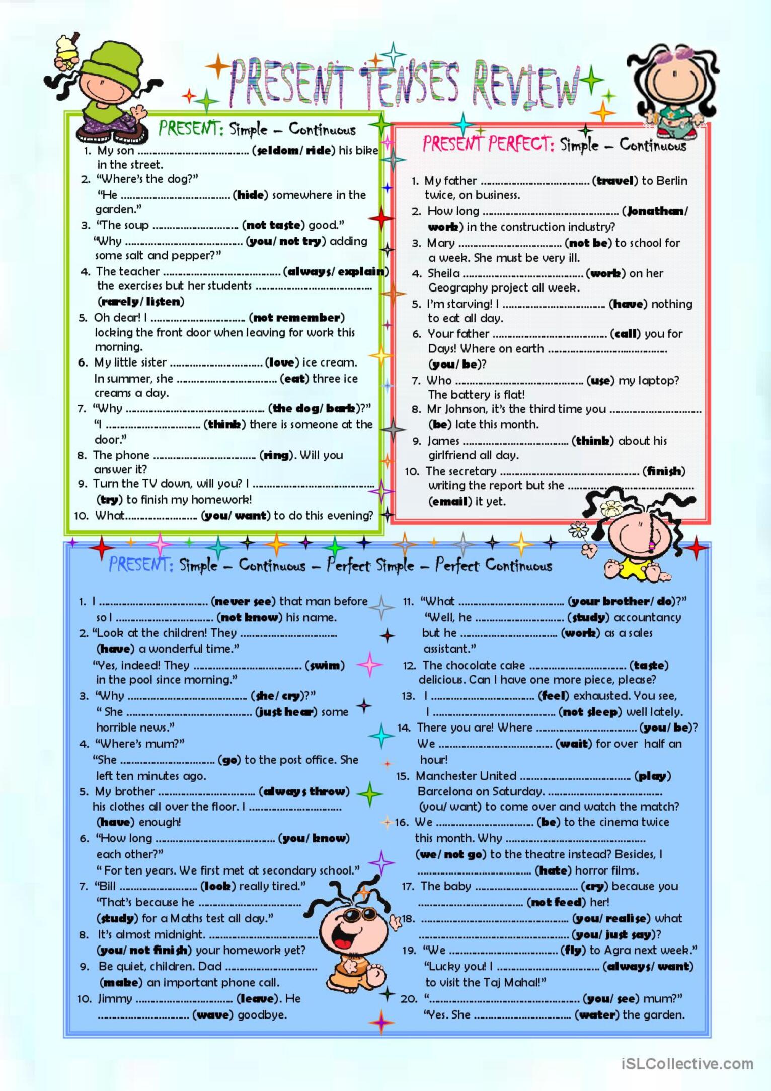 Tenses Review Esl Worksheet By Lancorte