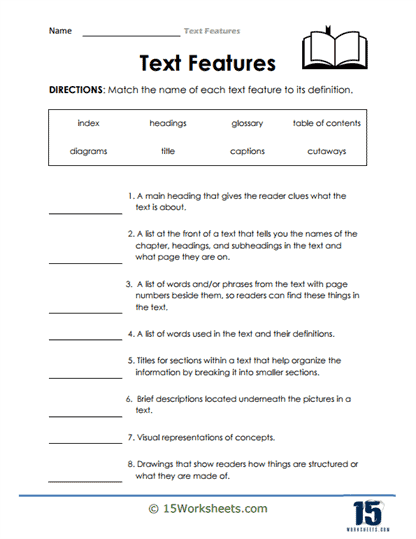 Text Features Worksheets 15 Worksheets Com Worksheets Library