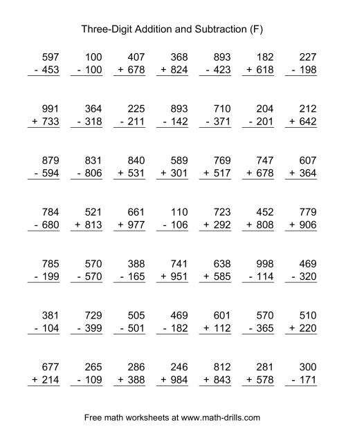 The Adding And Subtracting Three Digit Numbers A Mixed Operations 3