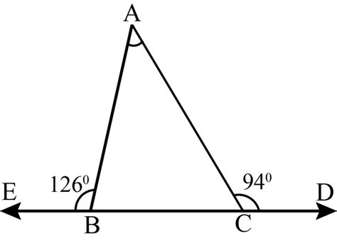 The Base B C Of Triangle A B C Is Produced Both Ways And The Measure Of Exterior Angles Formed